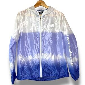 New Balance Purple Ombre Tie Dye Packable Wind Water Resistant Hooded Jacket‎ M